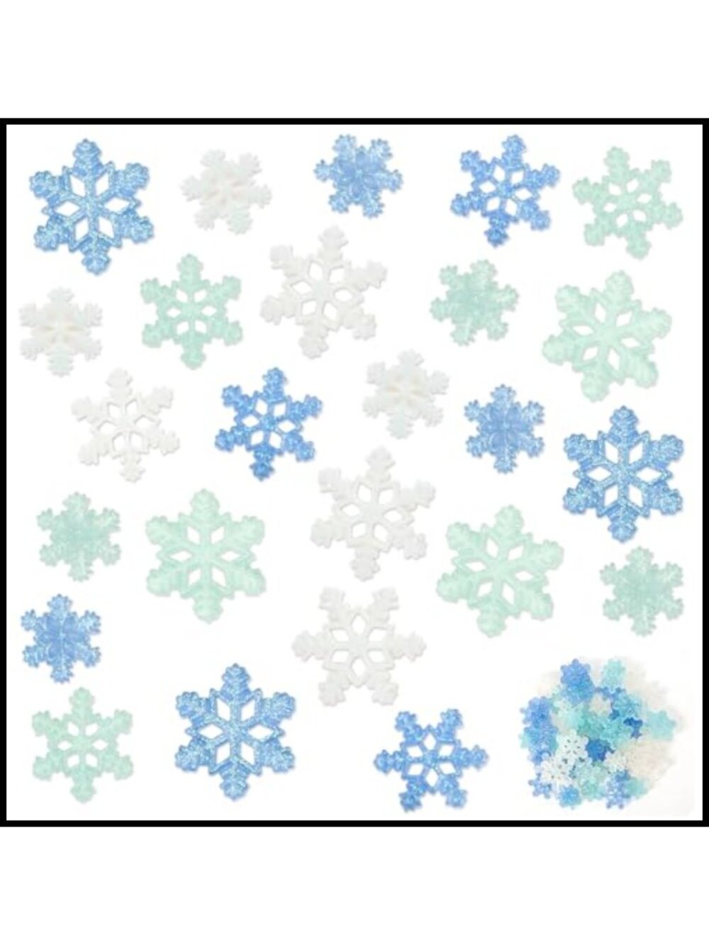 60pc Tiny Resin Snowflakes 3 Sizes DIY Crafts Ornaments